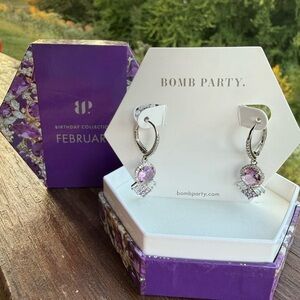 Bomb Party The Vera Earrings February Birthday Lab Created Amethyst NWT RBP4537